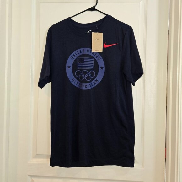 Nike Team USA Olympics Crest Heritage Blue Shirt TShirt Mens Small NWT NEW - Picture 1 of 3